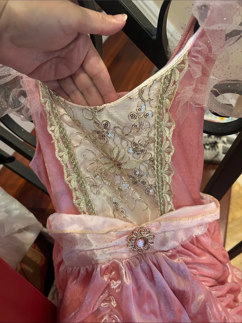Girls Sleeping Beauty Pink Princess Ruched Tulle Dress size 7/8